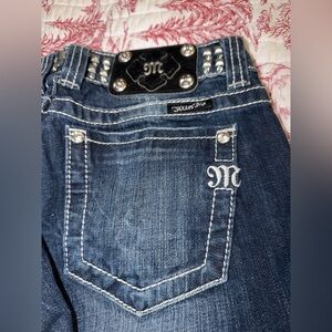 Miss Me Dark Wash Embellished Straight Leg Jeans